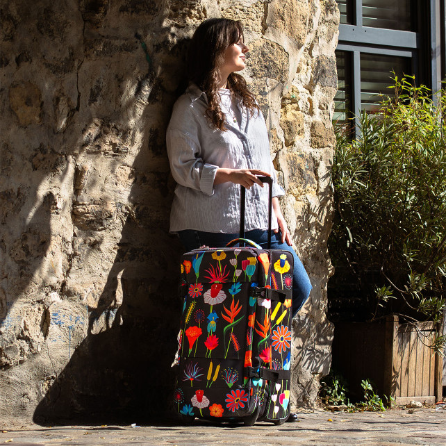 Grande valise à roulette colorée